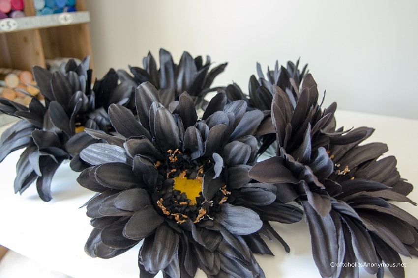 black-silk-flowers