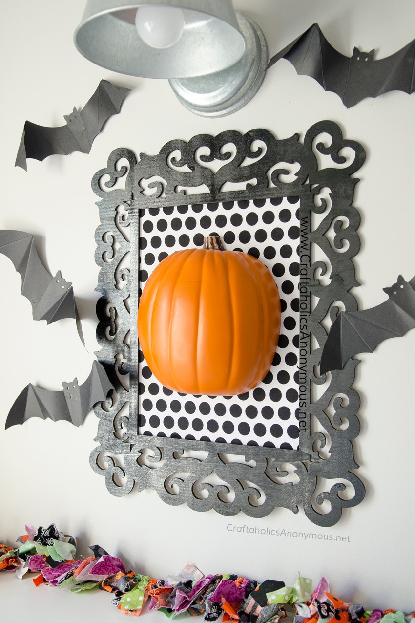 DIY Framed Pumpkin Halloween Decor Craft idea