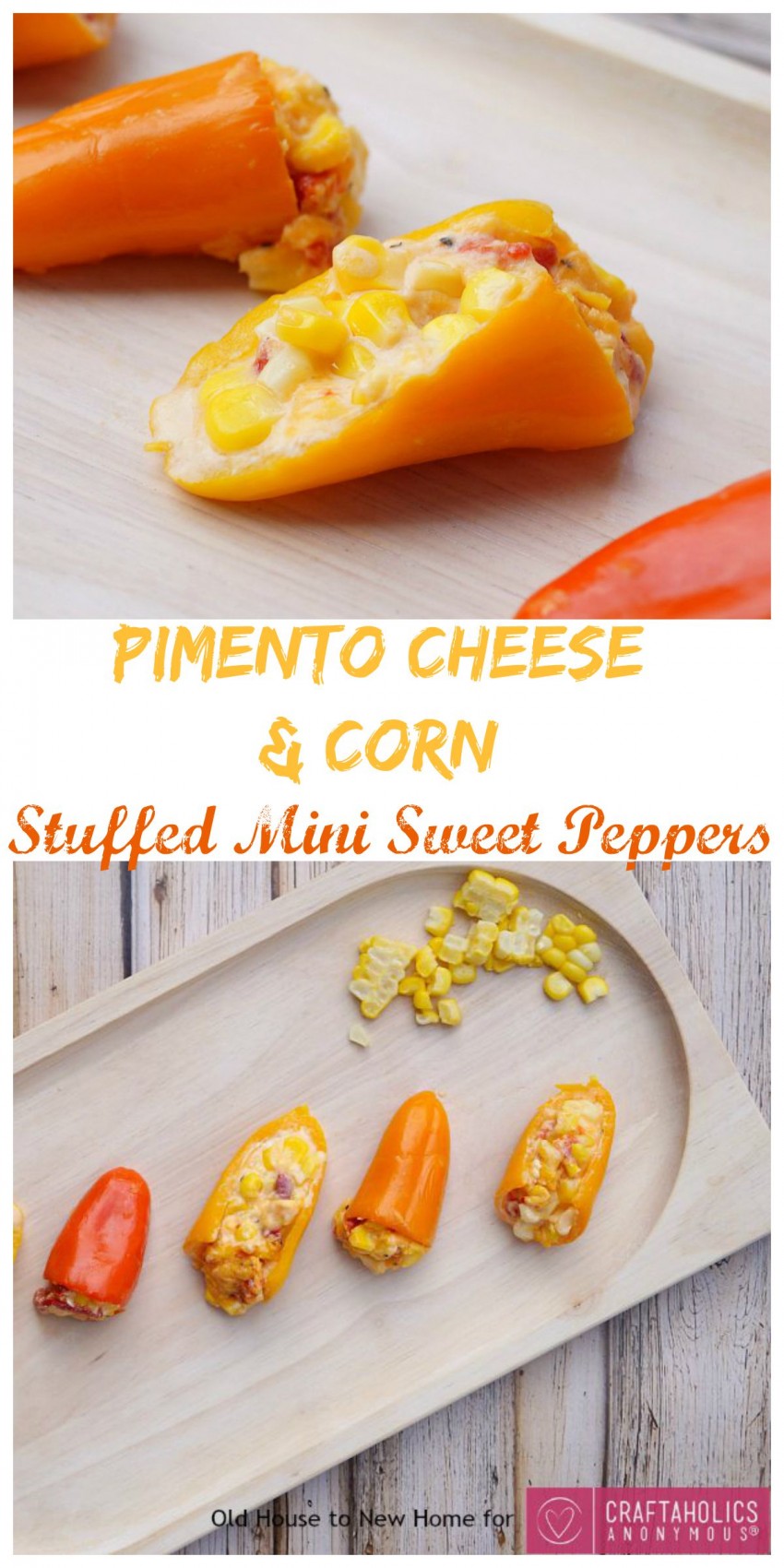 Pimento Cheese and Corn Stuffed Mini Sweet Peppers! A delicious and easy appetizer for football season! | Craftaholics Anonymous®