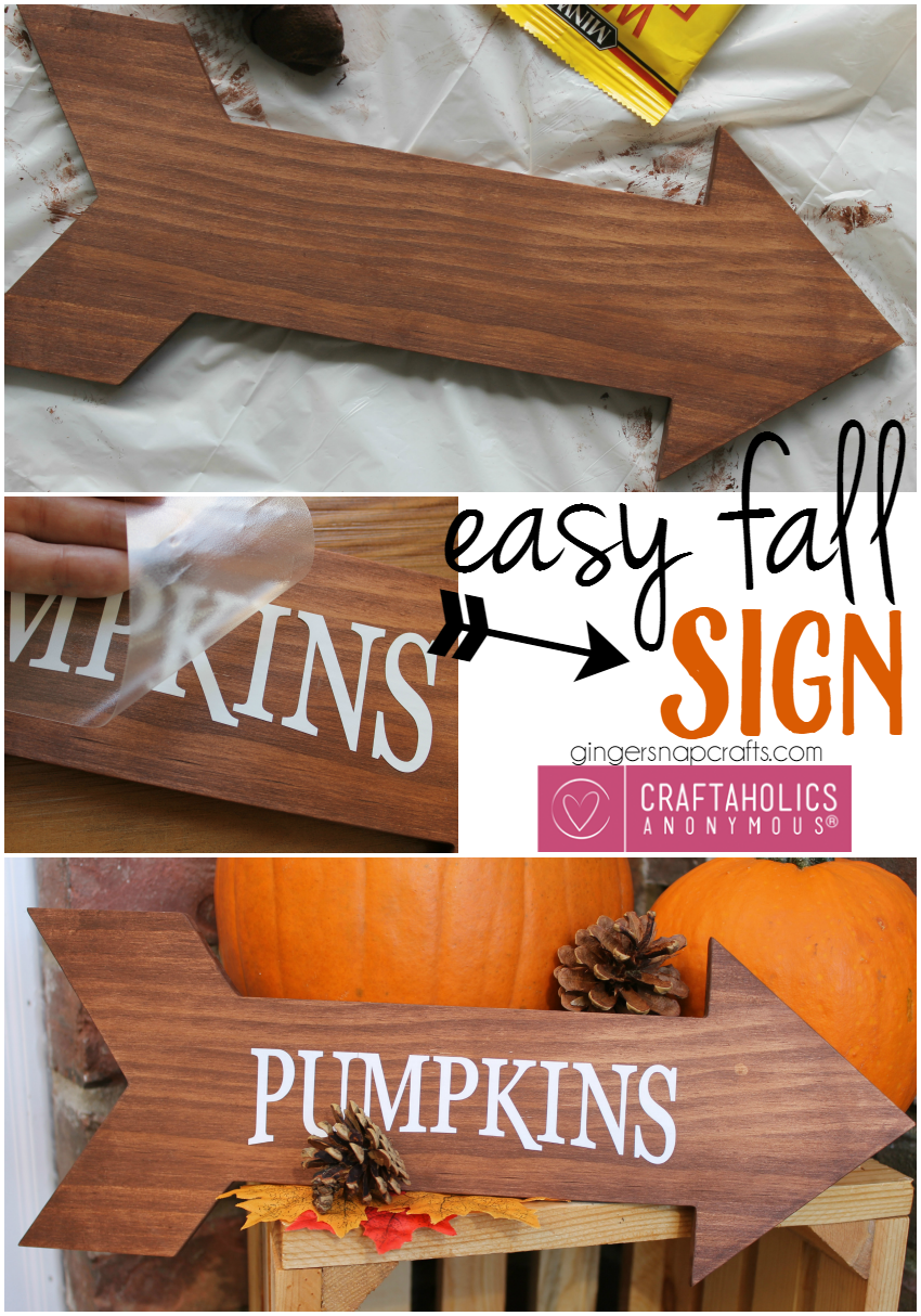 Easy Fall Craft idea :: Wood Arrow Pumpkins sign tutorial on www.craftaholicsanonymous.net