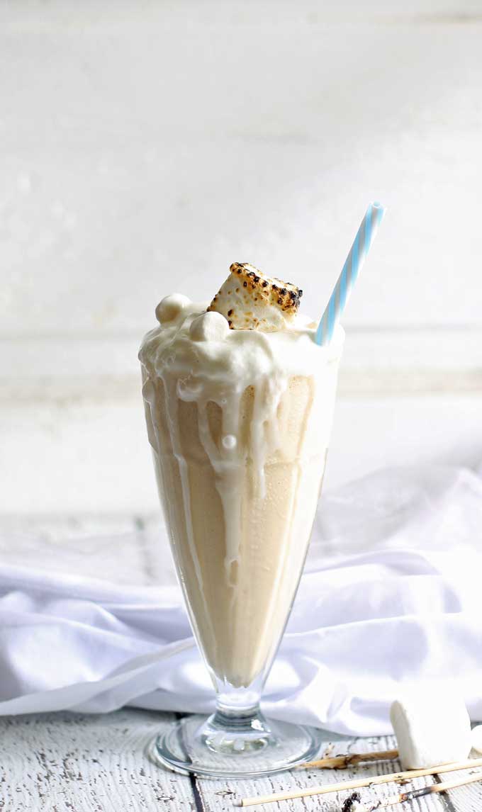 Toasted Marshmallow Peanut Butter Milkshake from honeyandbirch.com