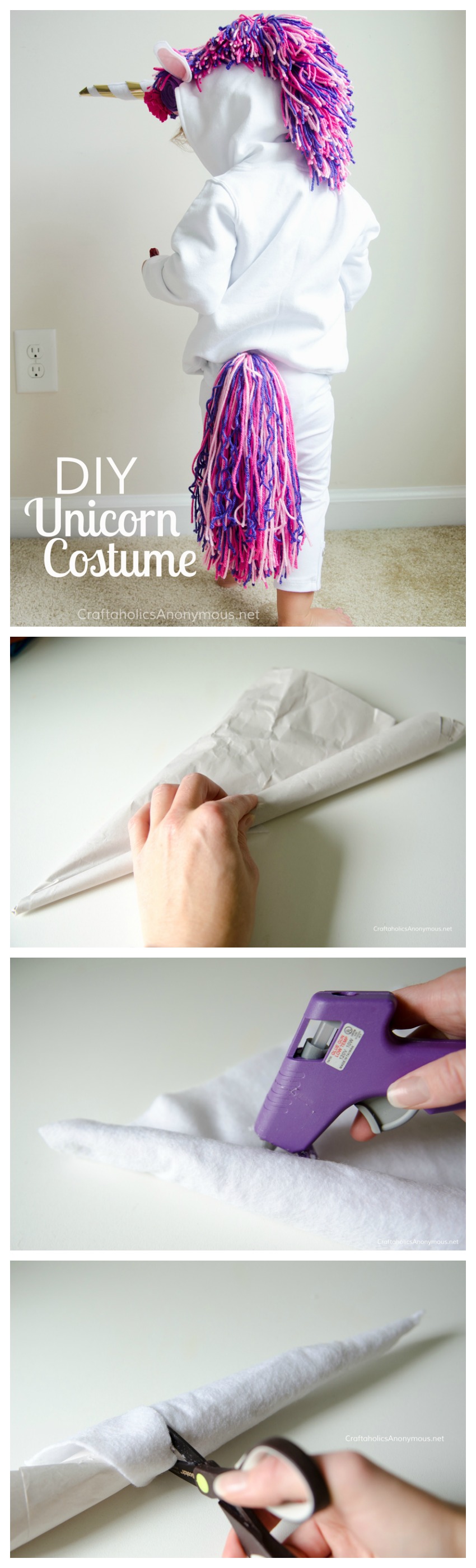 DIY Unicorn Halloween Costume Tutorial :: Super easy way to make a handmade unicorn horn
