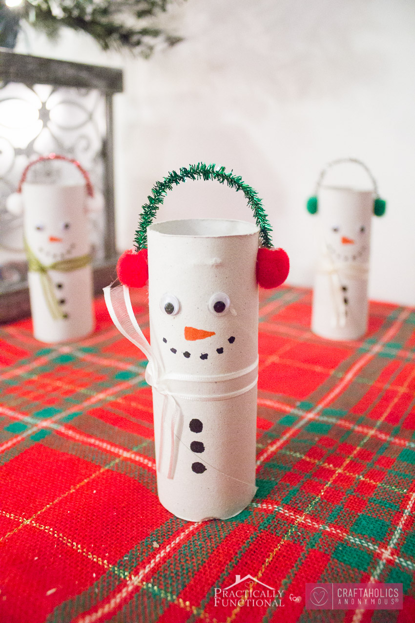 Toilet Paper Snowmen Winter craft idea for kids