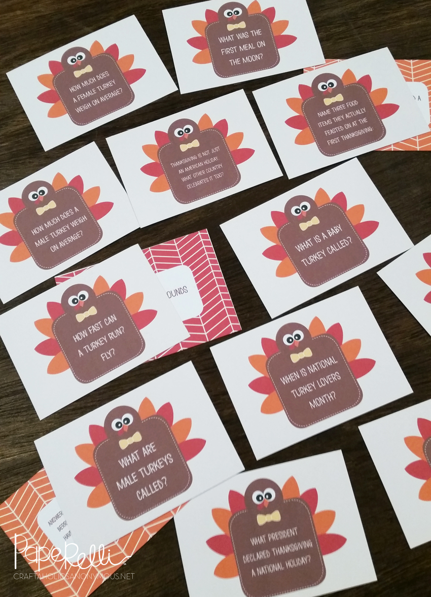 Thanksgiving Printable Trivia Cards