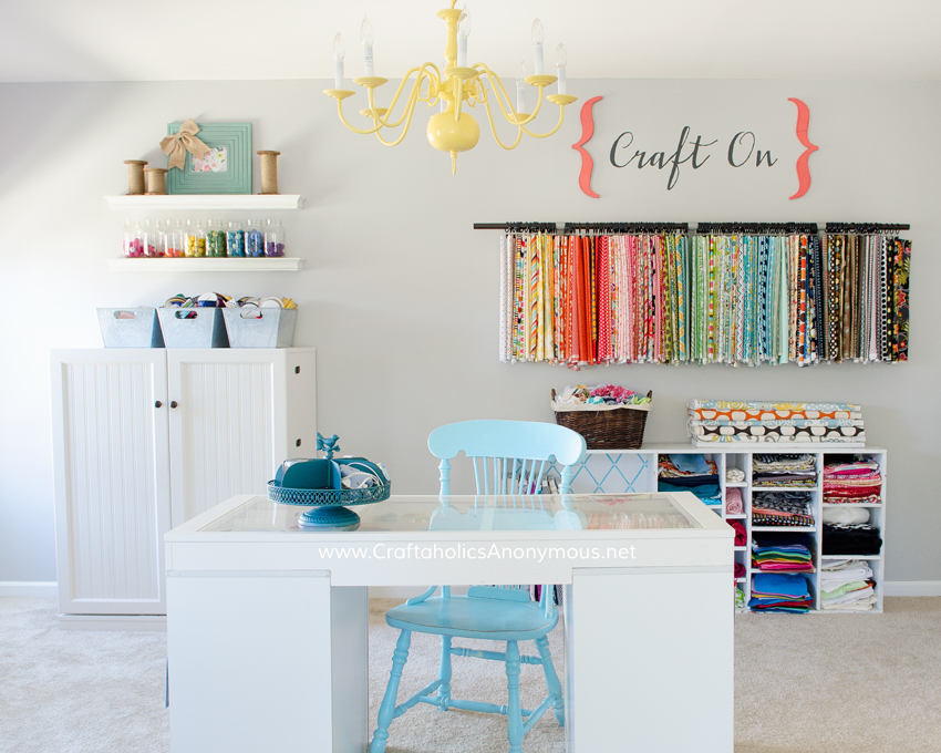 Craft Room with Craft Desk and lots of awesome organization ideas! www.CraftaholicsAnonymous.net