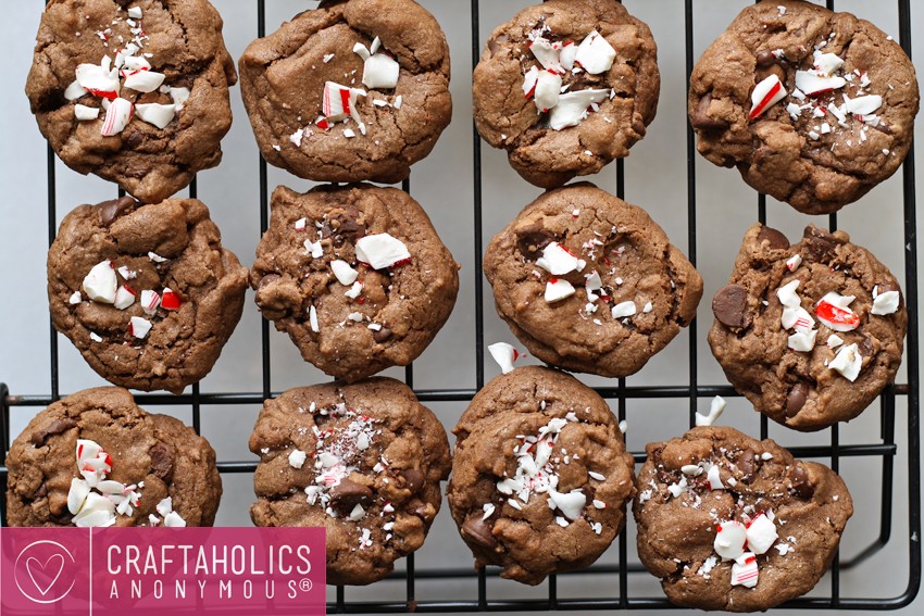 Double Peppermint Chocolate Chip Cookies - perfect for Christmas cookie season!