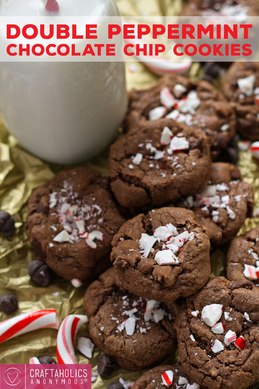 Double Peppermint Chocolate Chip Cookies - perfect for Christmas cookie season!