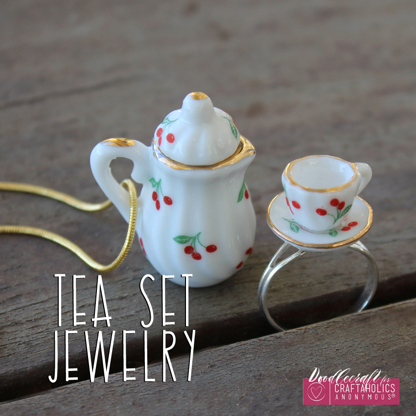 teacup tea set teapot jewelry easy diy heirloom ring necklace handmade gift (8)