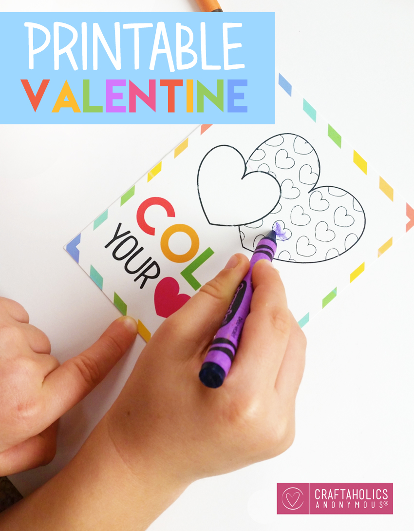 Color Your Heart Out Printable Valentine. Great for kids at school!