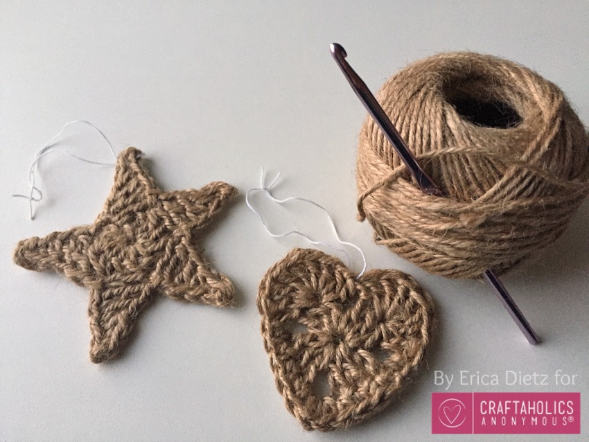 Crocheted jute ornaments