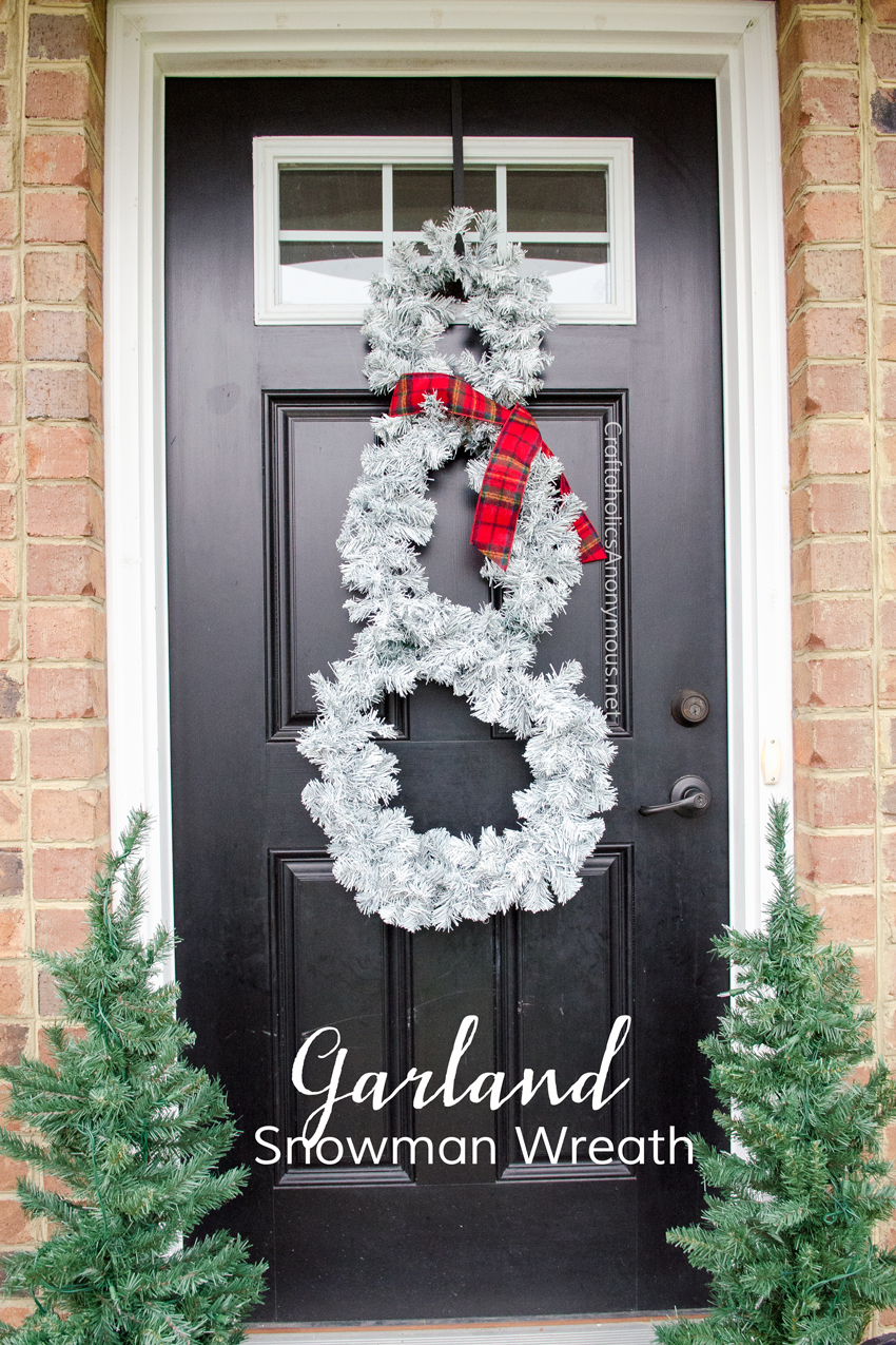 Turn a Christmas garland into a Snowman Wreath. Cheap Christmas wreath idea! Or Winter Wreath. 