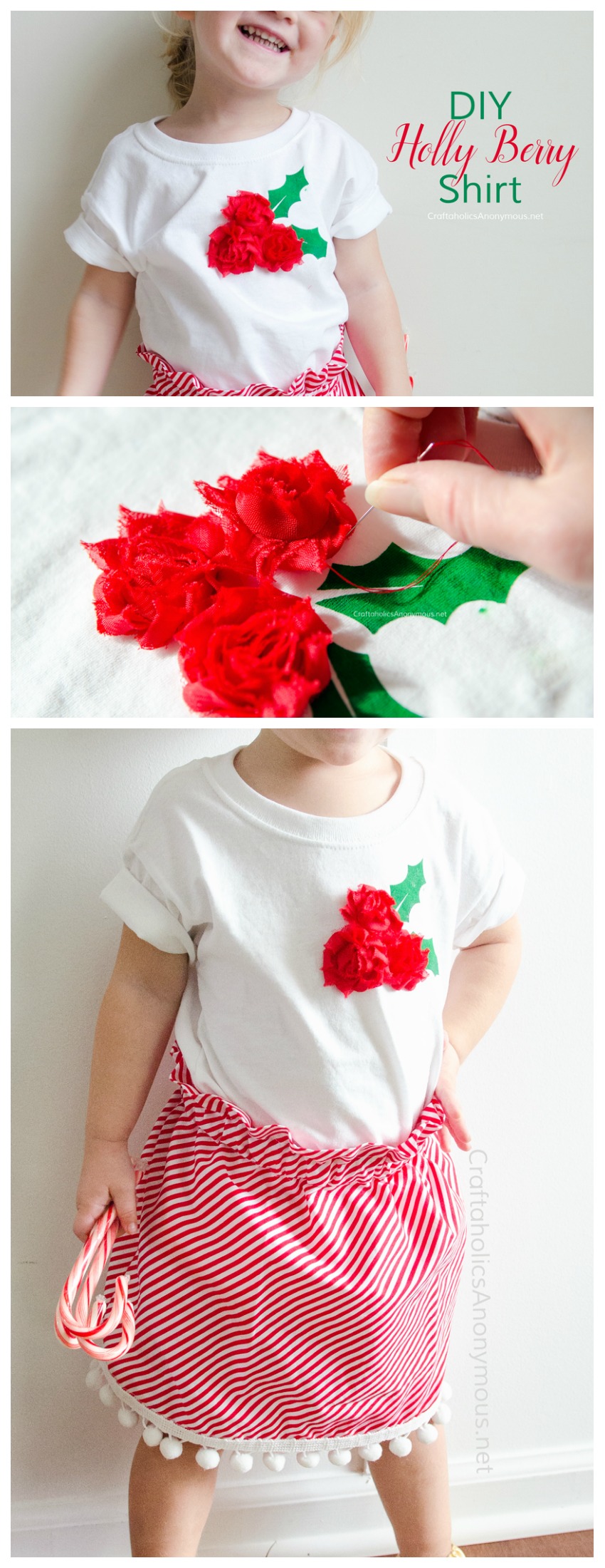 Last minute DIY Christmas T-shirt Tutorial :: Kids will love the 3D aspect! 