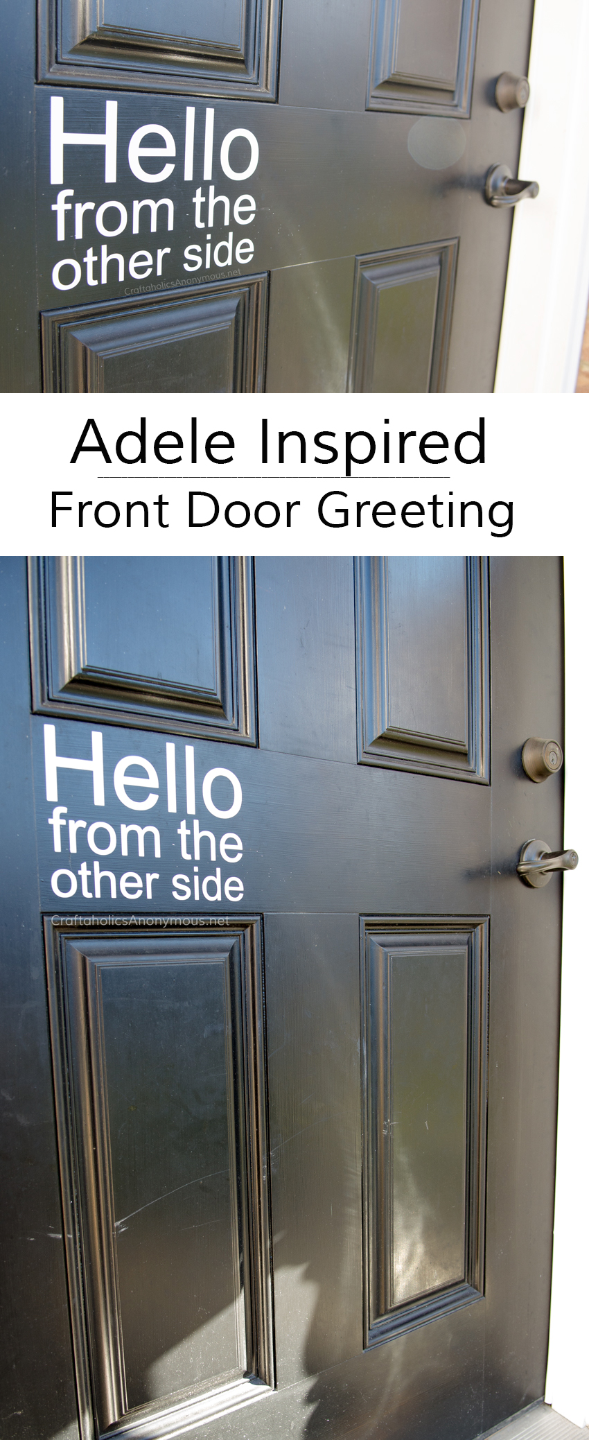 Adele inspired front door greeting.... "Hello from the other side" This is so PERFECT!