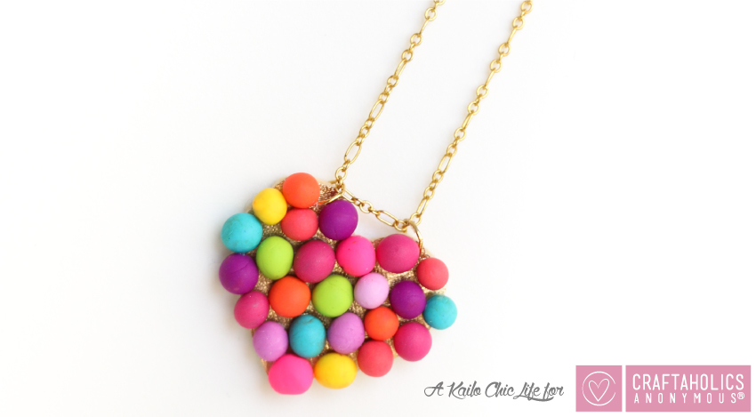 Craftaholics Anonymous DIY Mini Pompom Heart Necklace