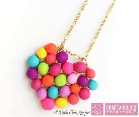 DIY Mini Pompom Heart Necklace