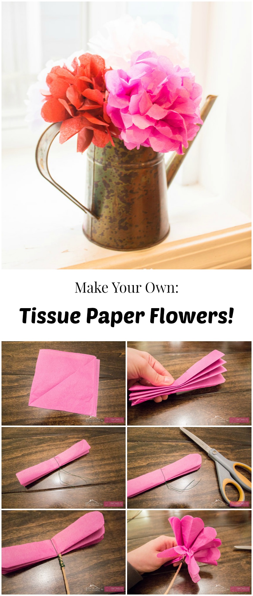 Tissue Paper Flowers tutorial. Perfect for weddings, decor, Valentine's Day, spring. Last so much longer than real ones!