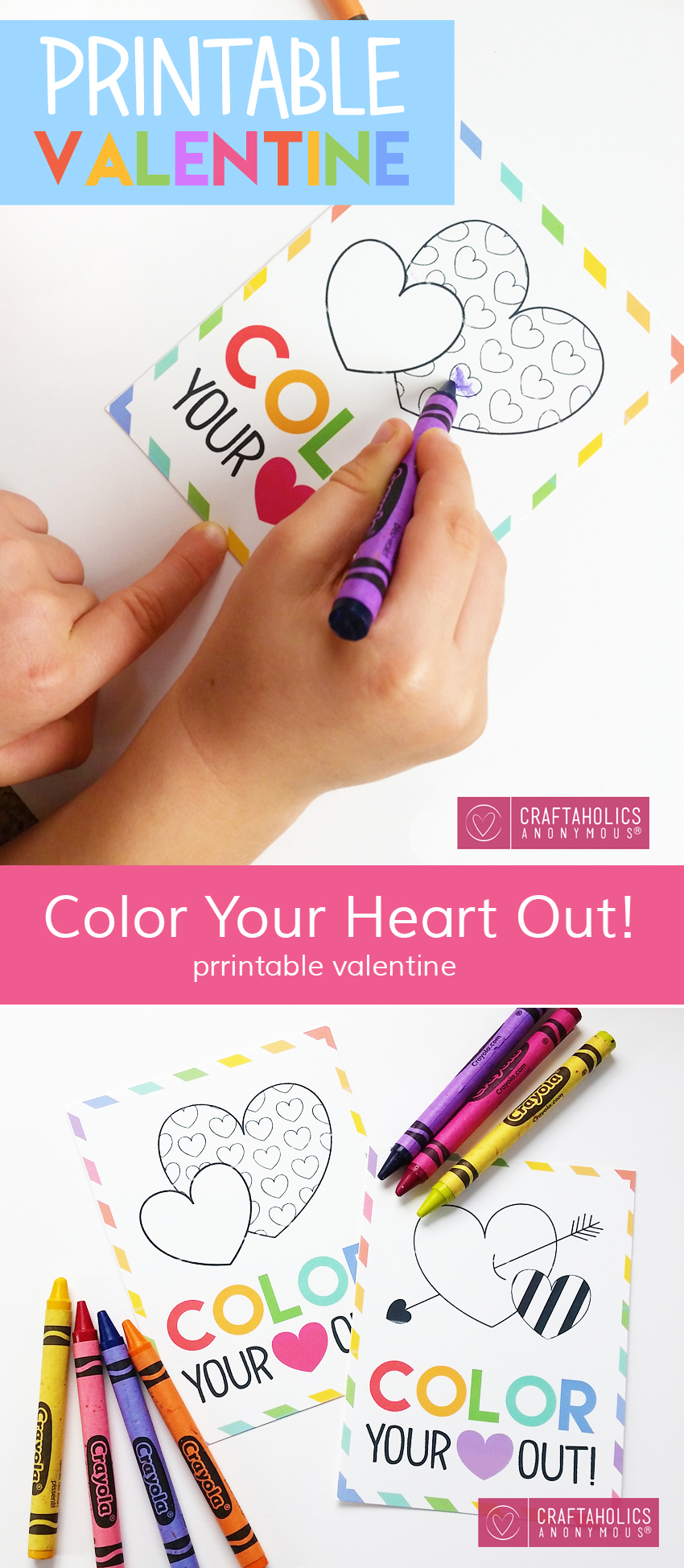 Free Coloring Valentine Printable for Kids. This is perfect for no food valentines at school!