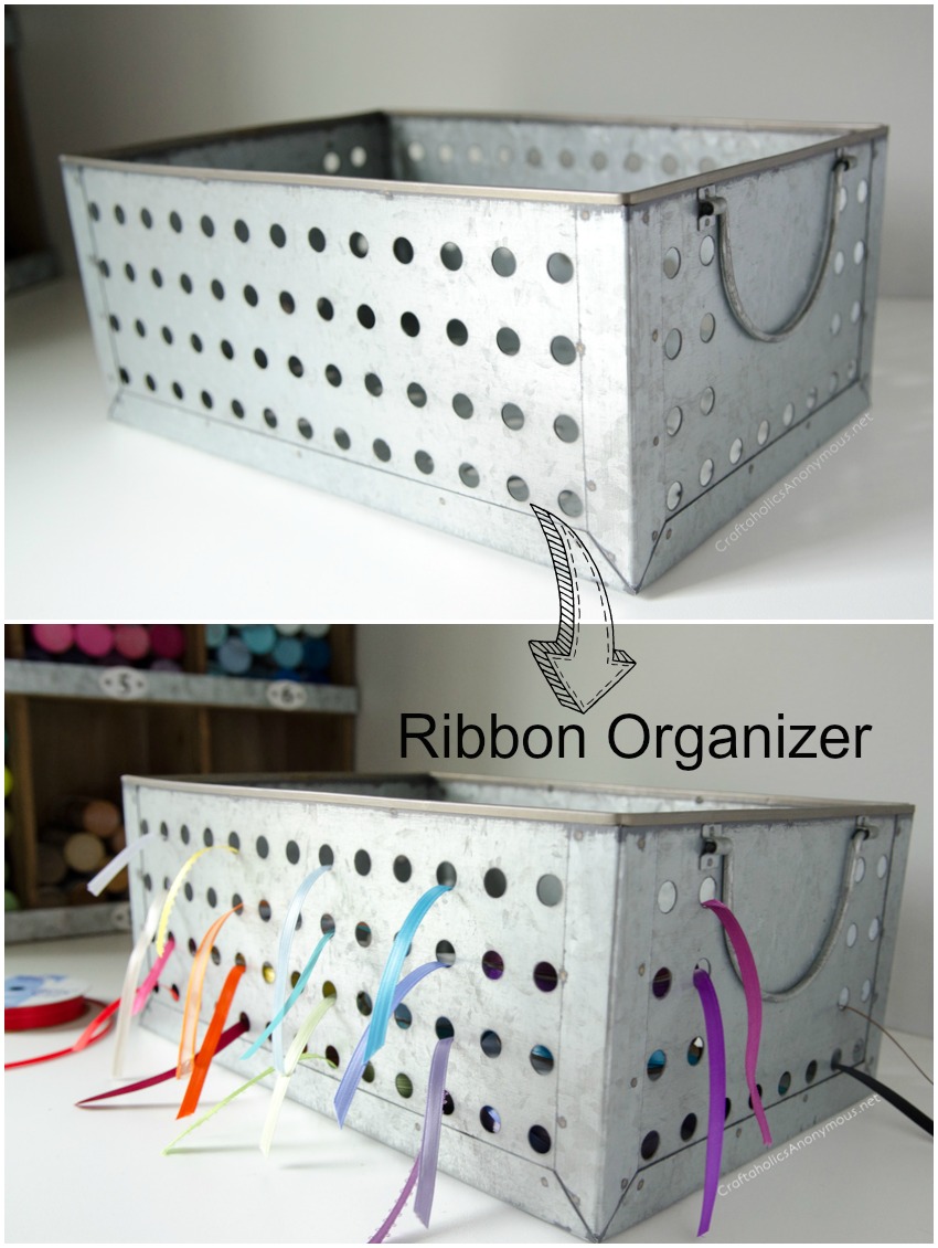 Metal ribbon storage box - you can find these at Michaels!