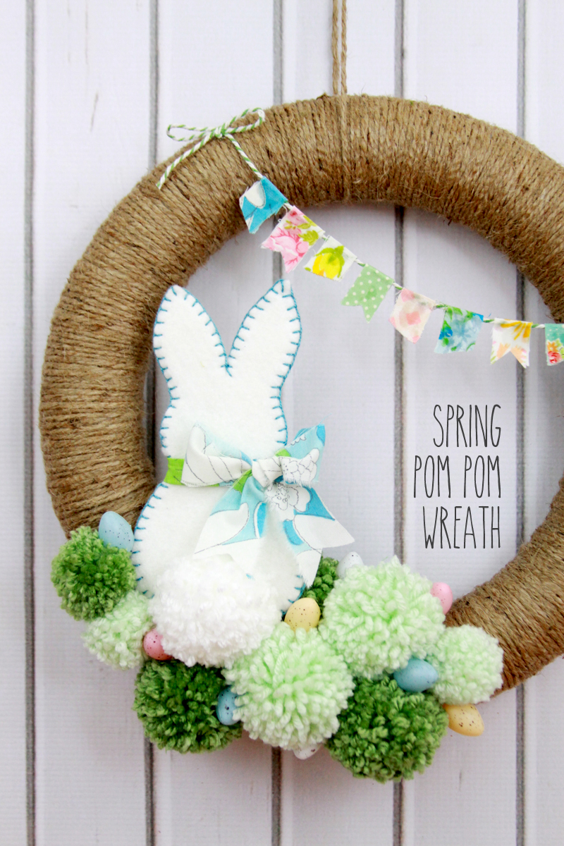 spring bunting pompom wreath