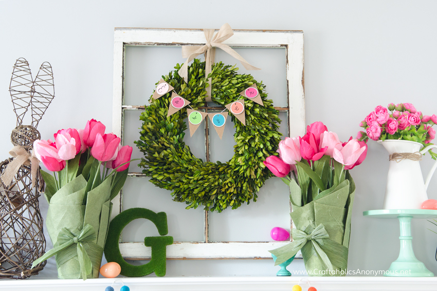 DIY Easter Mantle decor