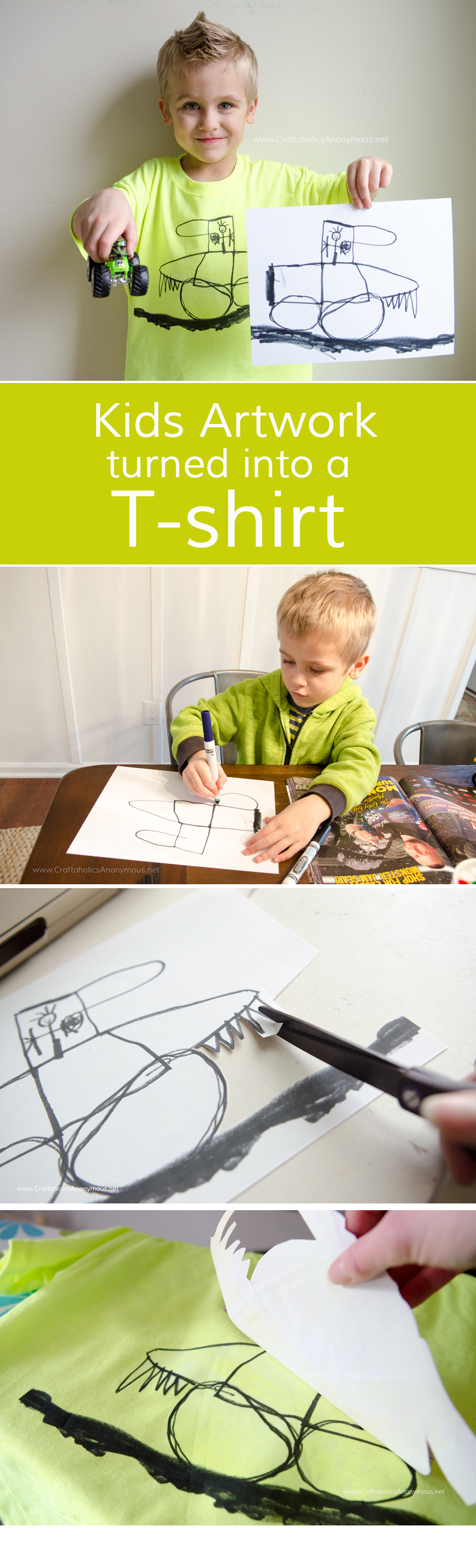 Let kids design their own t-shirt with their artwork! Easy DIY tutorial