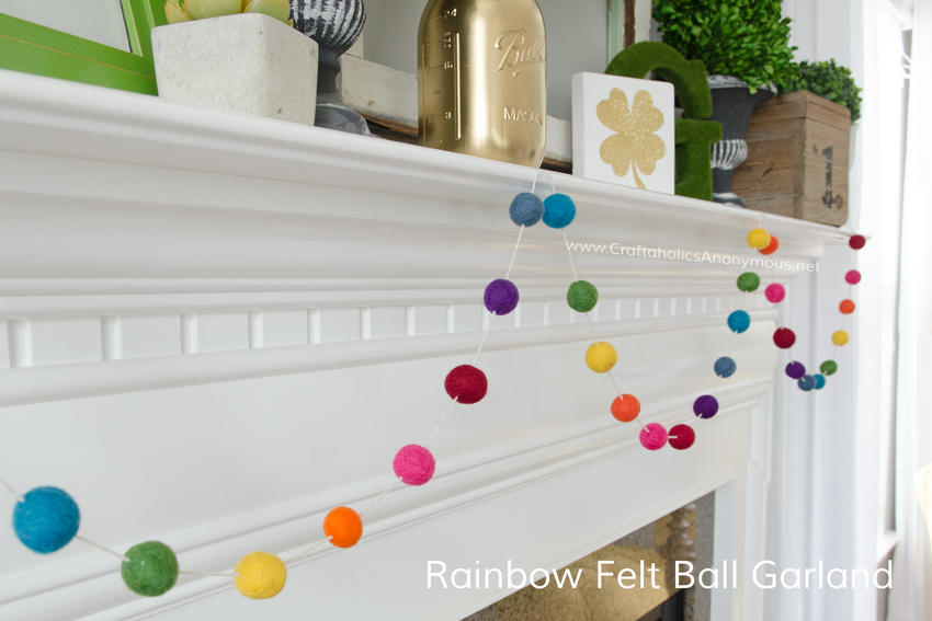 Rainbow felt ball bunting for St. Patrick's day