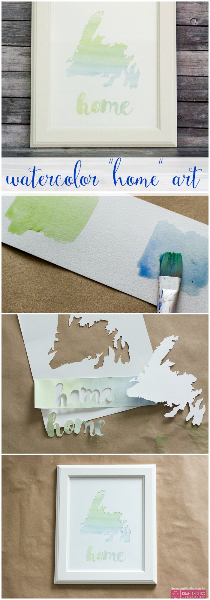 DIY Watercolor Home Love Art from craftaholicsanonymous.net