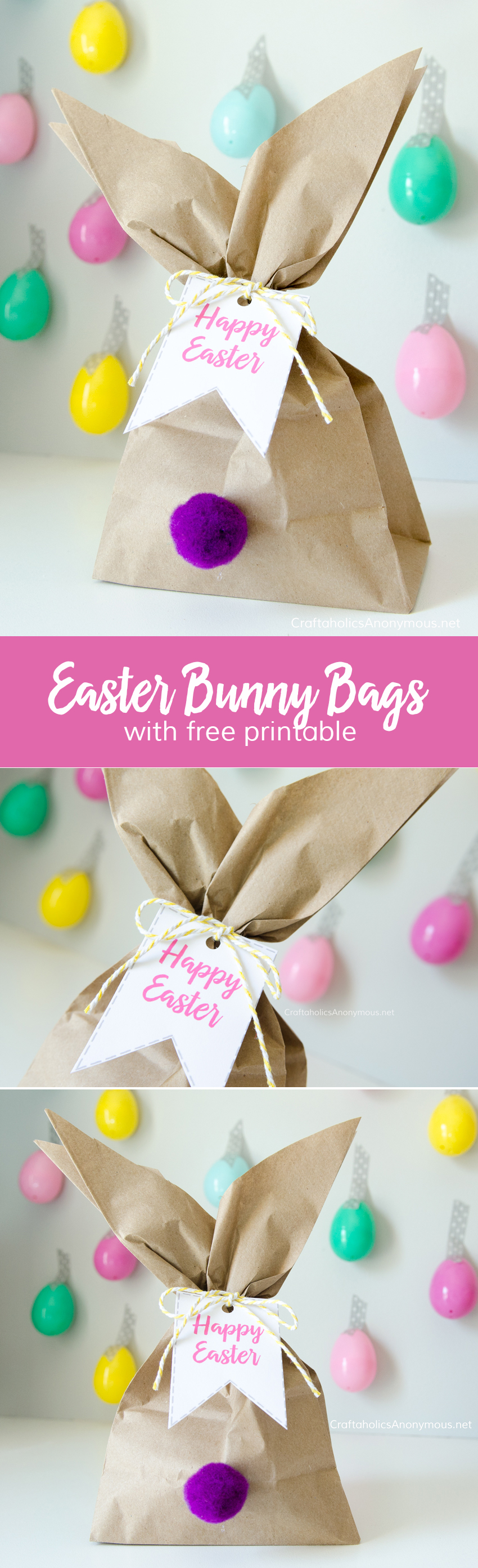Easter Bunny Gift Bags || love the easter egg backdrop! 