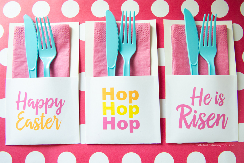 Free Printable Easter Utensil Holders! So cute. 3 designs to choose from. www.CraftaholicsAnonymous.net