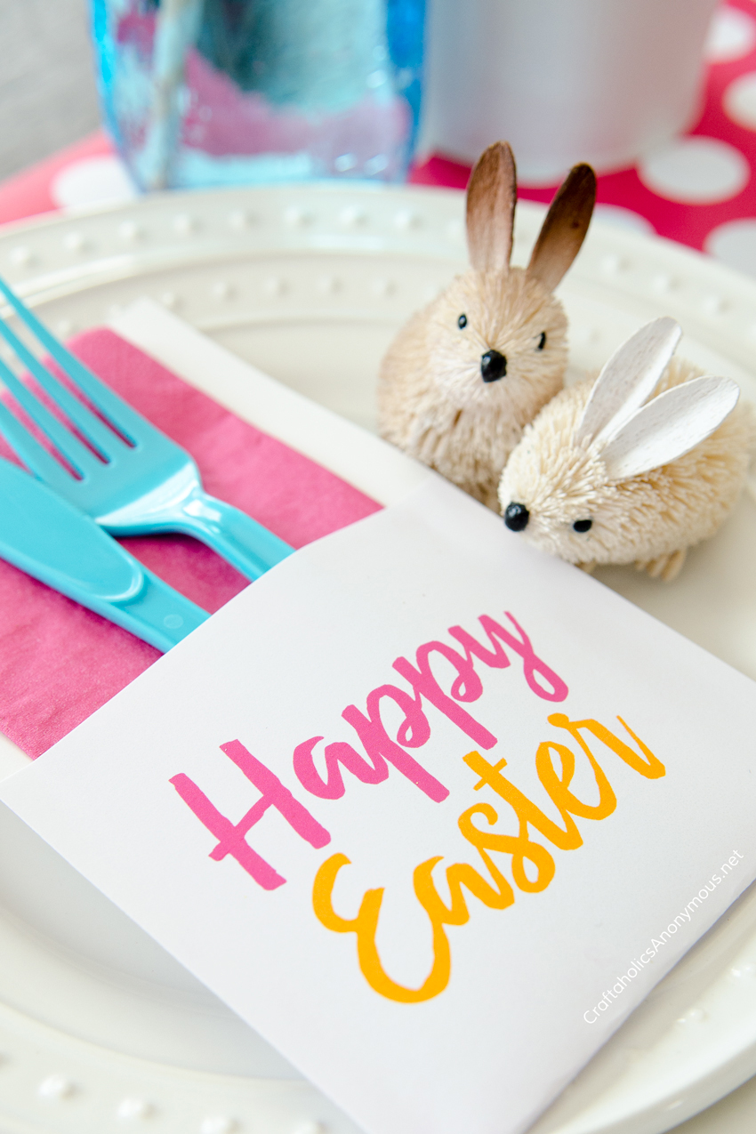 Adorable Free Printable Easter Utensil Holders :: Love those rabbits! www.CraftaholicsAnonymous.net