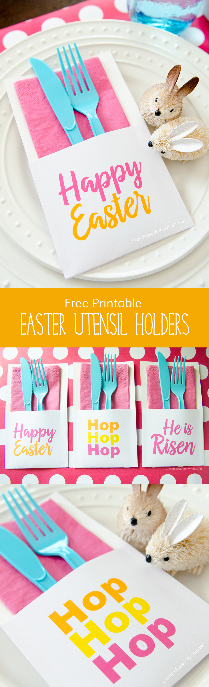 Free Printable Easter Utensil Holders :: 3 designs to choose from! www.CraftaholicsAnonymous.net