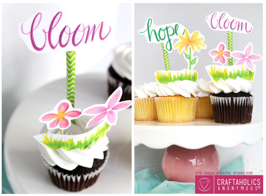 Free Printable Cupcake Toppers for spring party