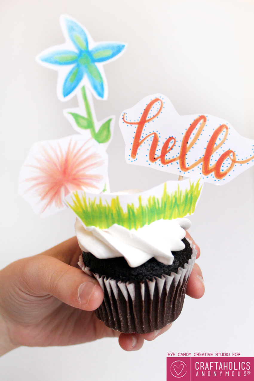 Free Printable Cupcake Toppers for spring party