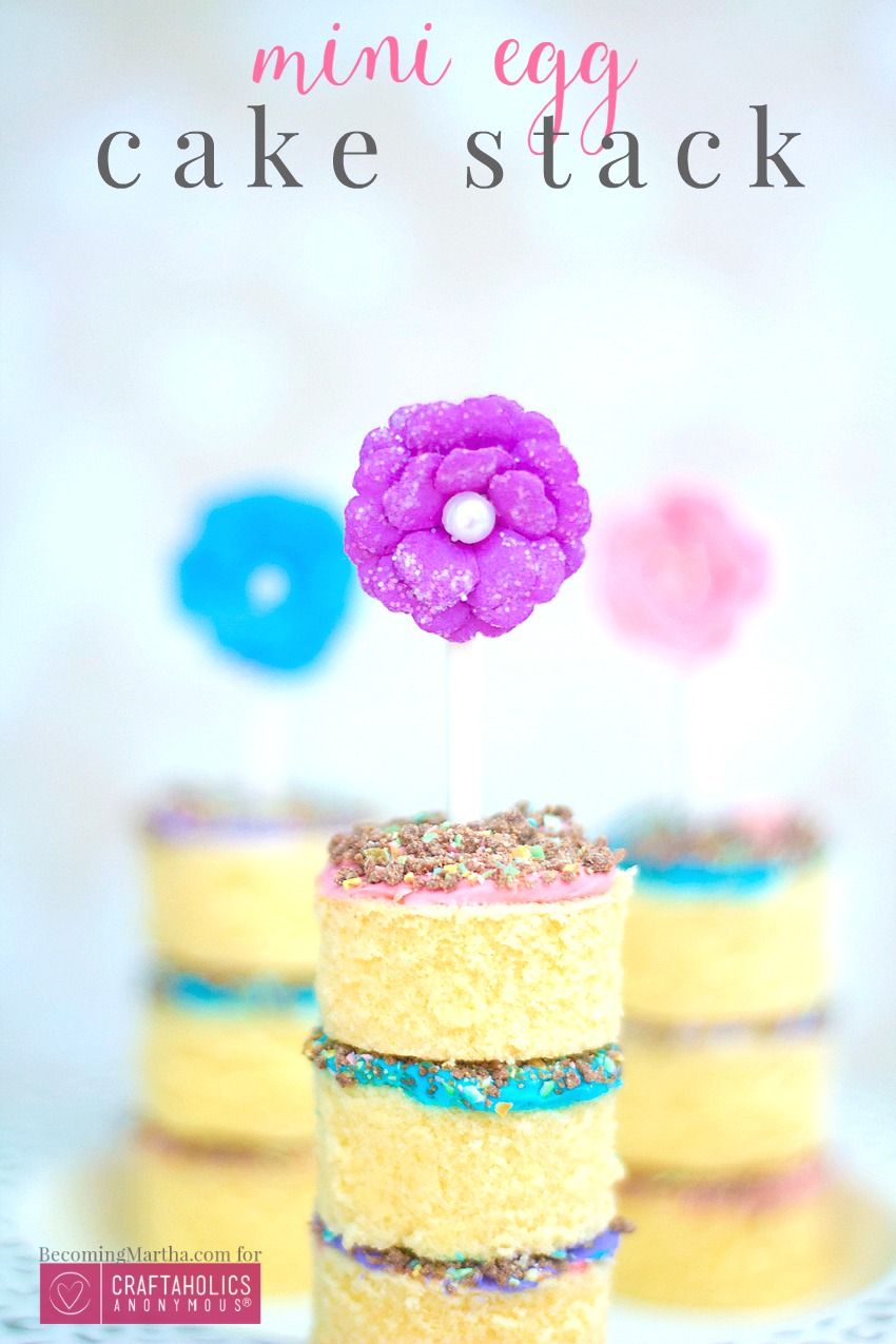 Colorful and yummy! Cadbury Mini Eggs cake stack s are a fun treat to make and eat! Easter Dessert