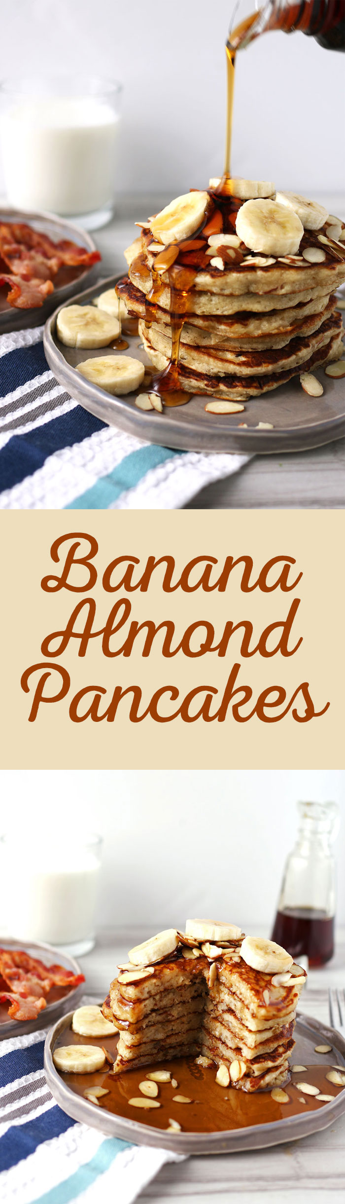 Make these delicious Banana Almond Pancakes for your next brunch or Saturday morning breakfast! Get the recipe at craftaholicsanonymous.net