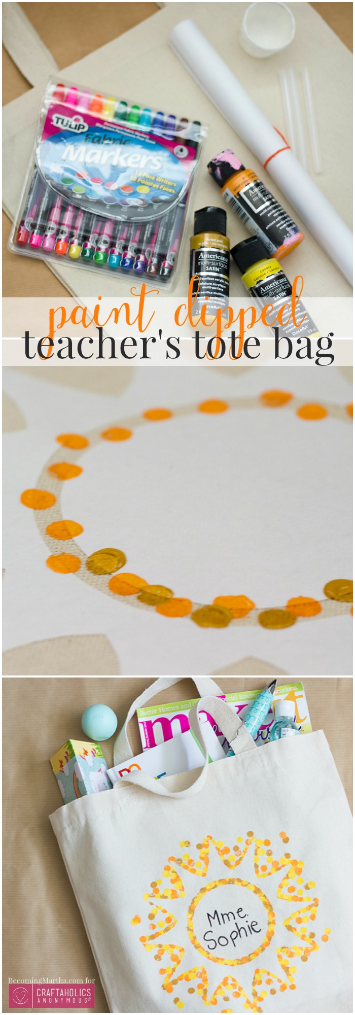 Easy Last Minute Teacher Appreciation Gift Idea! Personalize this canvas tote for your favorite teacher this year!