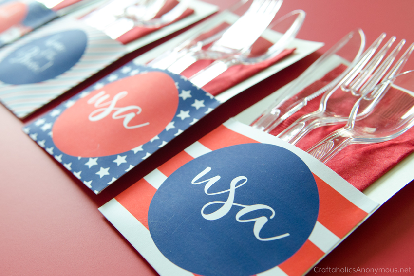 Free Printable 4th of July Utensil Holders. Great for BBQ's or patriotic gatherings. 