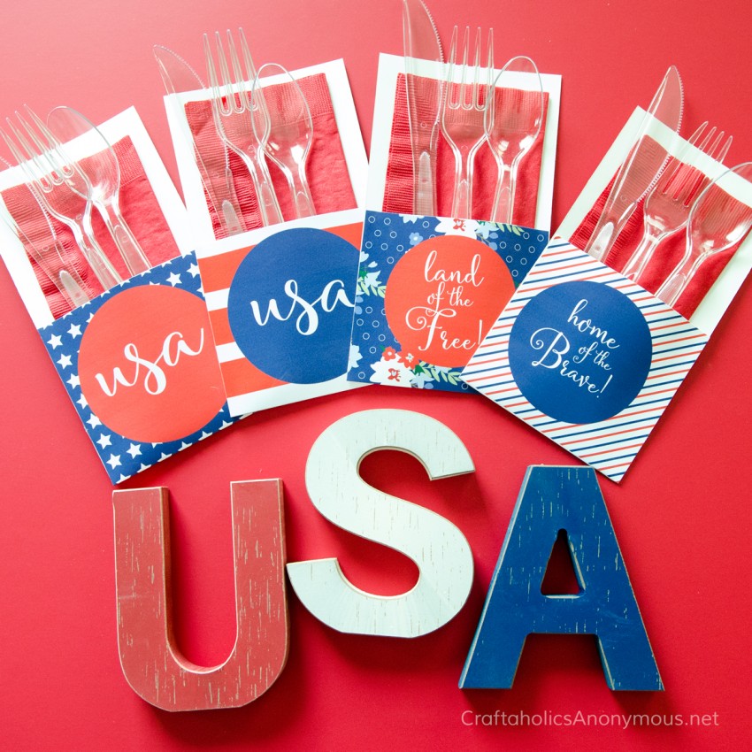 4th of July Free Printable Utensil holders || Great for any patriotic gathering!