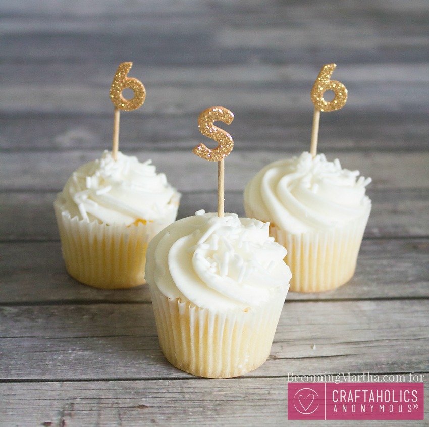 glitter cupcake toppers
