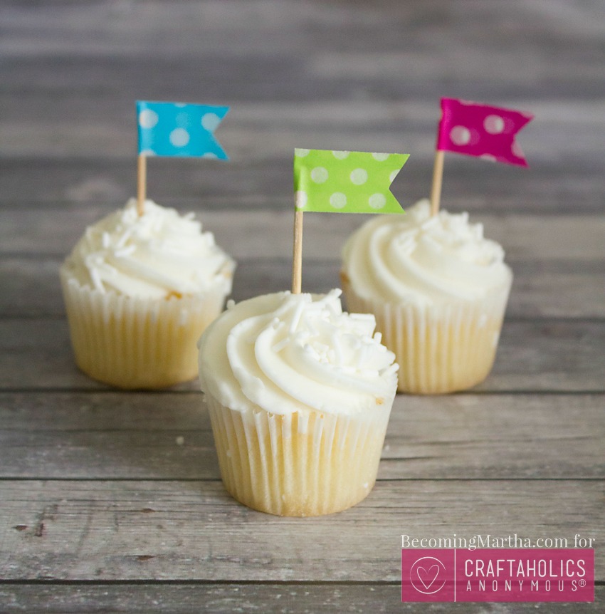 washi tape cupcake toppers