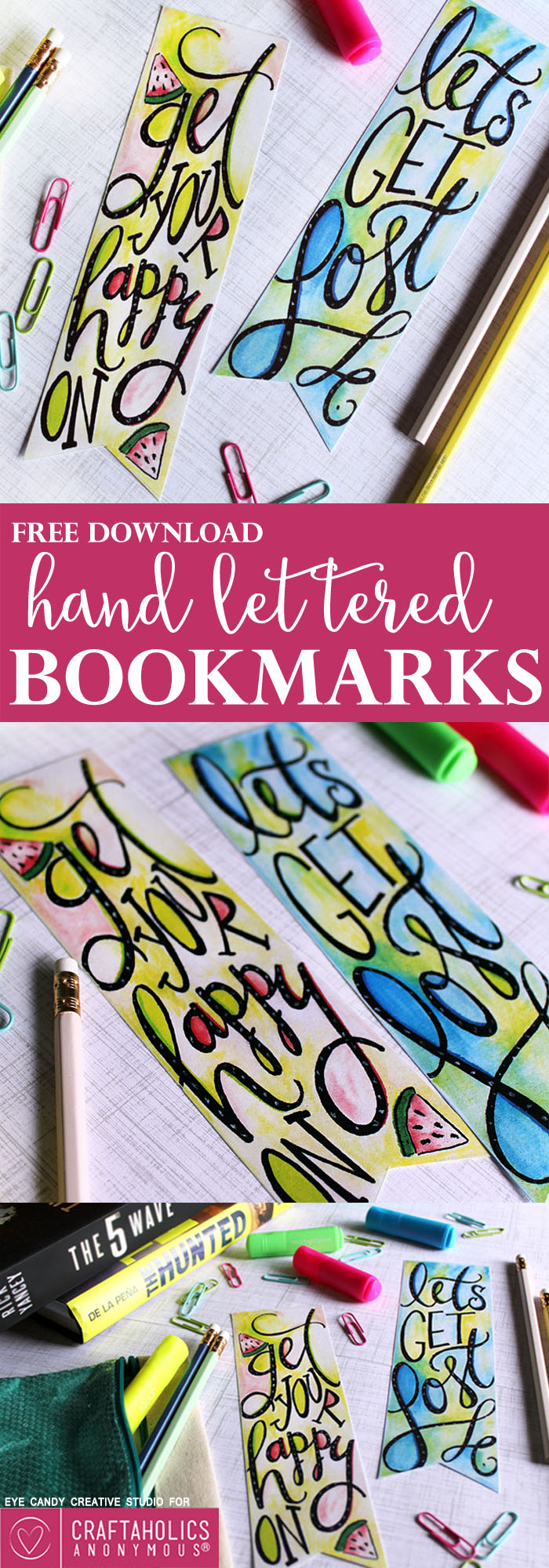 Free Printable Hand Lettered Bookmarks from craftaholicsanonymous.net