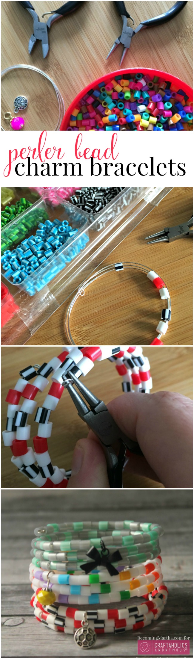Easy Perler Bead Charm Bracelets! Fun and easy craft to make with your tween - craftaholicsanonymous.net