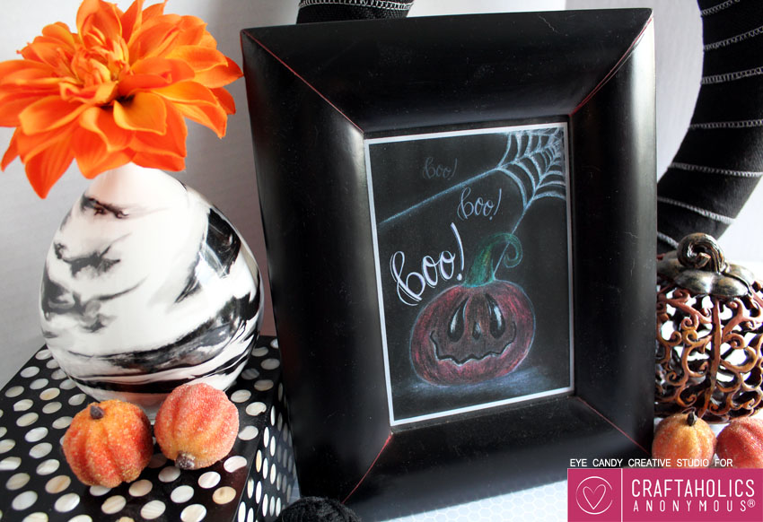 free pumpkin chalk art for halloween