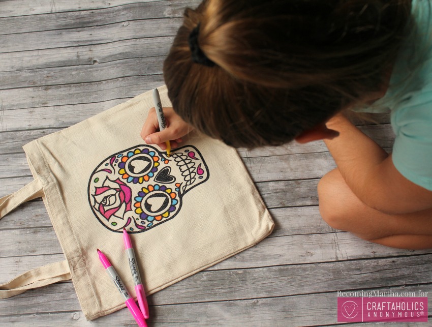 make your own sugar skull halloween bag