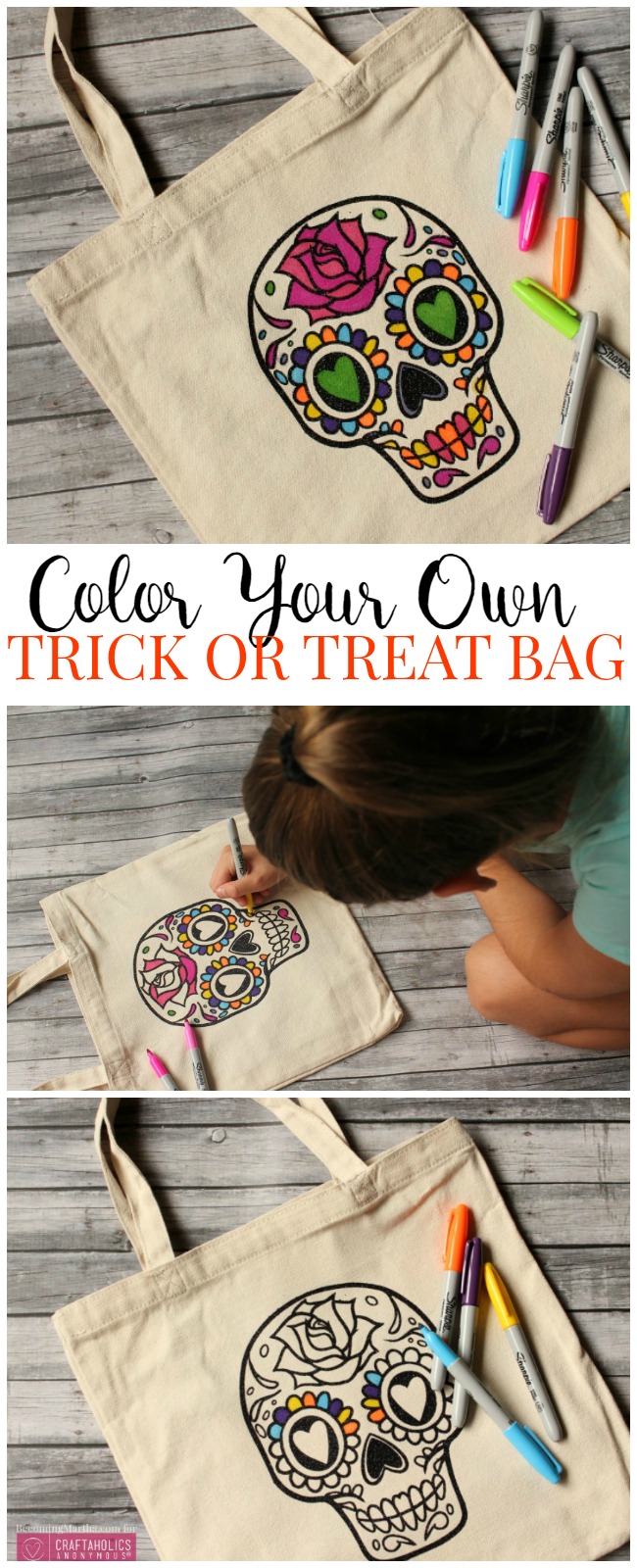 How to make your own customized Color Your Own Trick or Treat Bag for candy this year! 
