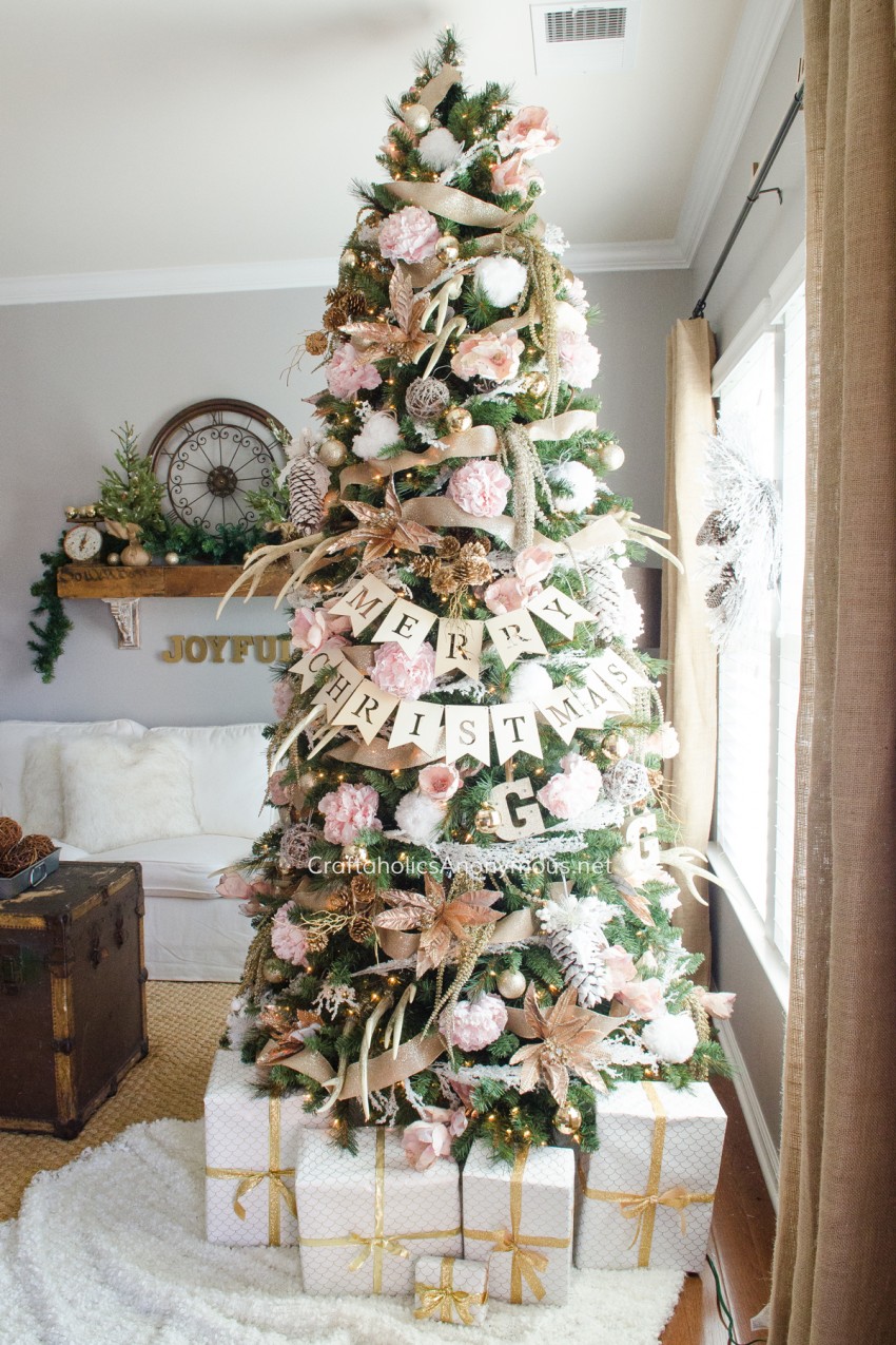 Pink floral Christmas Tree