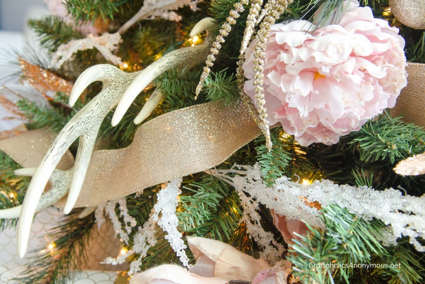 Rustic pink and floral Christmas tree