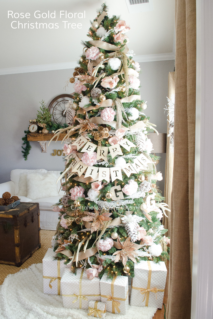 Rose Gold Floral Christmas Tree