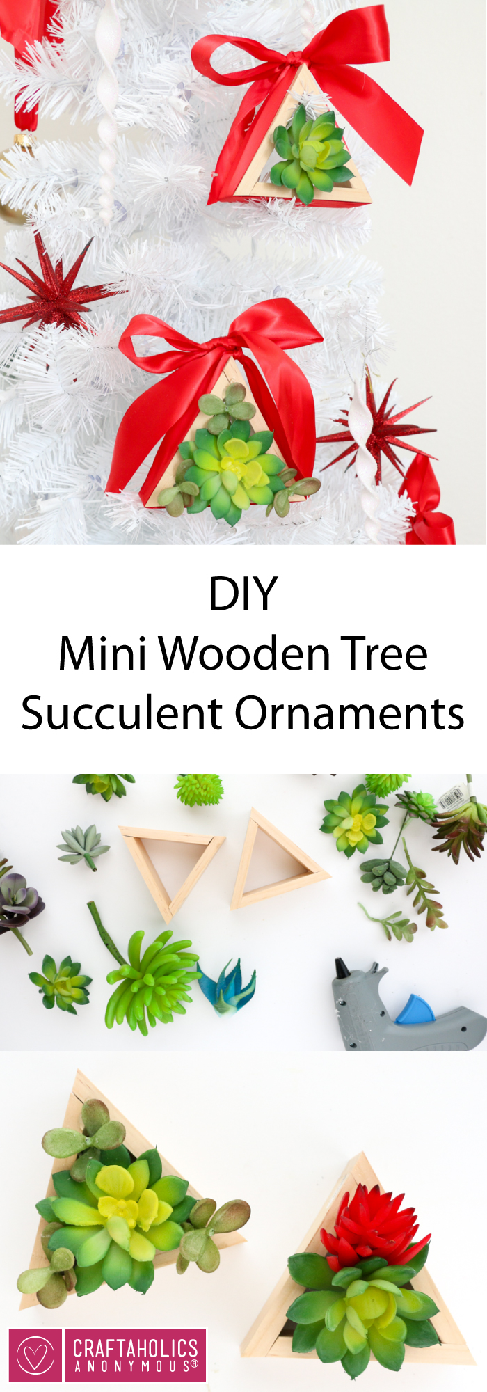 Simple Wooden Tree Succulent Ornaments