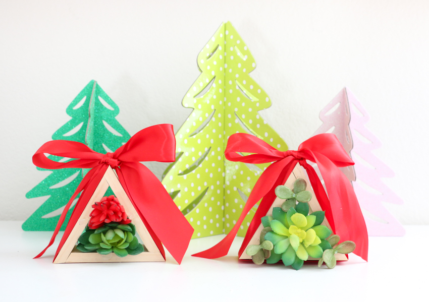 Simple Wooden Tree Succulent Ornaments